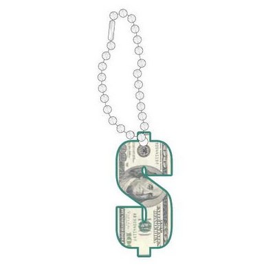 Dollar Sign $100 Bill Promotional Key Chain w/ Black Back (4 Square Inch)