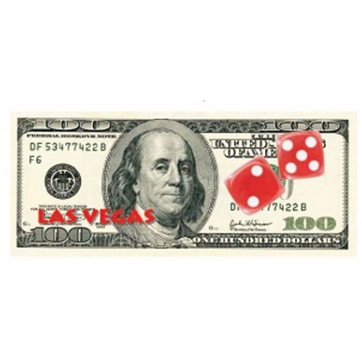 Las Vegas Dice $100 Bill Magnet w/ Full Magnetic Back (4 Square Inch)