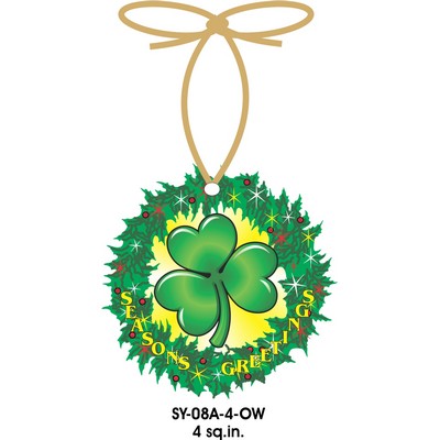 Shamrock Wreath Ornament w/ Clear Mirrored Back (4 Square Inch)