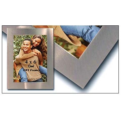 Brush Silver Photo Frame w/Velvet Backing & Easel (4"x6")