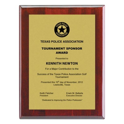 Plaque - 10.5"x13" Piano Wood Plaque with Plain Gold Plate (8.5"x11")