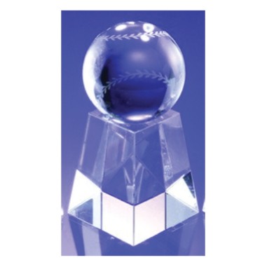 Crystal Baseball w/Tall Base - Medium (SANDBLASTED)