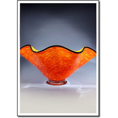 Sun Fire Art Glass Bowl w/o Marble Base (14.5"x8")