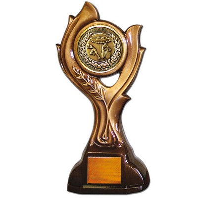 Stock 15" Victory Trophy- With 2" Triathlon Coin and Engraving Plate