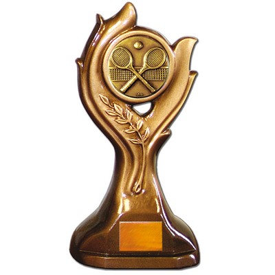 Stock Victory 9" Trophy with 2" Tennis Coin and Engraving Plate