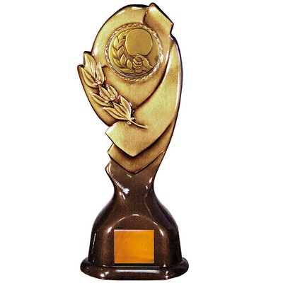 Stock Classic 12" Trophy with a 2" Table Tennis Coin with Engraving Plate