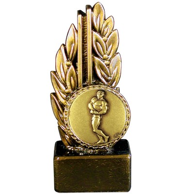 Stock 7" Laurel Trophy With 2" Body Building Coin and Engraving Plate