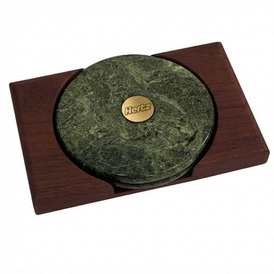Set of 2 MarbleFab Coasters w/ Holder