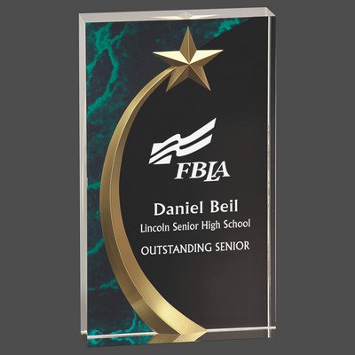 Green Marble Square Shooting Star Acrylic Award (6¾")
