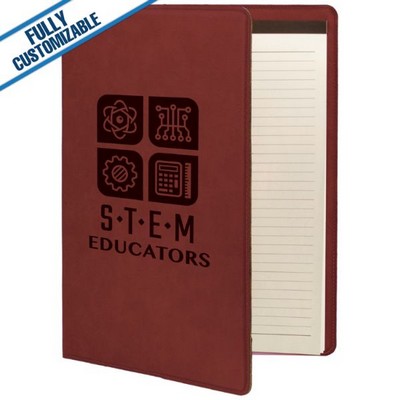 Red Leatherette - 9.5X12" Portfolio With Notepad