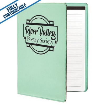 Teal Leatherette - 9.5X12" Portfolio With Notepad