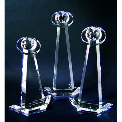 Globe Tower Optical Crystal Award/Trophy 11"H - Variant E