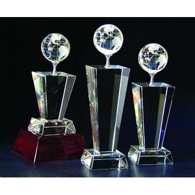 Globe Optical Crystal Award/Trophy 8"H - Variant D