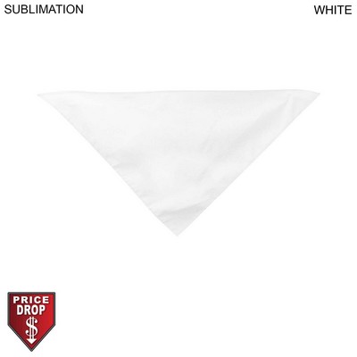 Small Dog Bandana, (14"x14"x20"), Stitched Edges, White, Blank Only