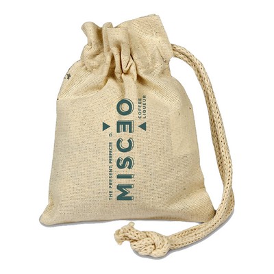 Cotton Coin Drawstring Pouch - Natural