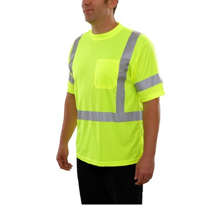 Reflective Apparel™ Birdseye® Knit Short Sleeve T-Shirt w/Pocket Fluorescent Yellow-Green