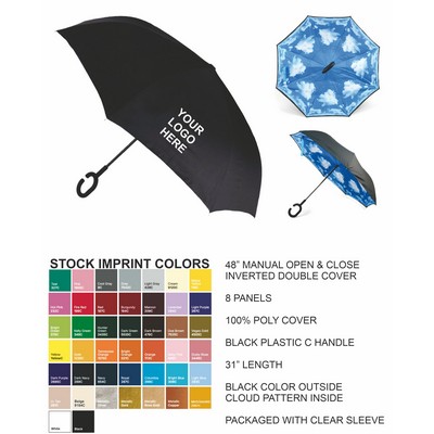 Double Layer Inverted Umbrella - 48" Arc - Manual Open 4/14 OUT OF STOCK