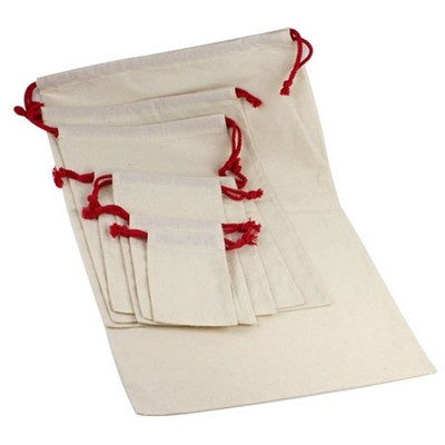 Bleached Cotton Pouch w/Red Cord (8"x12")