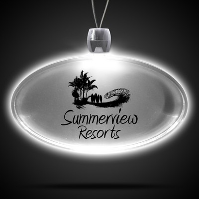24" White Oval Light-Up Pendant Necklace(Laser Engraved)