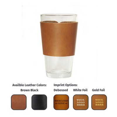 Full-Grain Leather Single Stitch Multi Sleeve for Pint Glass - Made in USA
