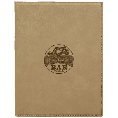 7" x 9" Light Brown Leatherette Small Portfolio with Notepad