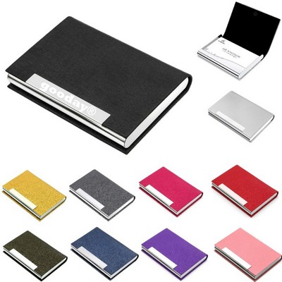 Elegant PU Leather And Stainless Steel Business Card Case