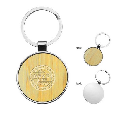 Wooden Round Keychain Key Tag