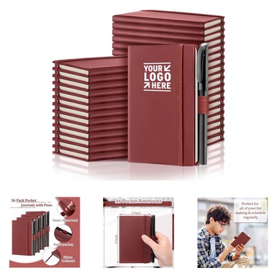 3.7 x 5.7" 100 Lined Pages 50 Sheets Pocket Notebook with Pen