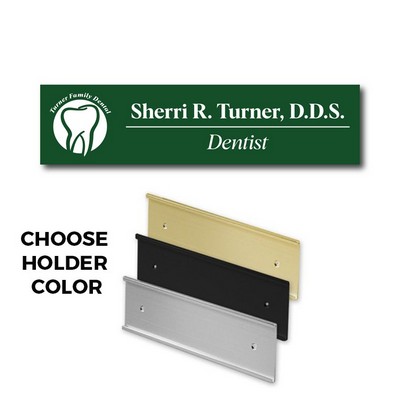 Green Name Plate And Aluminum Wall Holder-Evergreen Plastic Etches To White - 2X8
