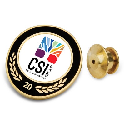 20 Year Milestone Lapel Pin W/ Color Medallion
