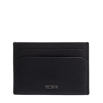 Tumi Nassau Money Clip Card Case- Black Texture Leather