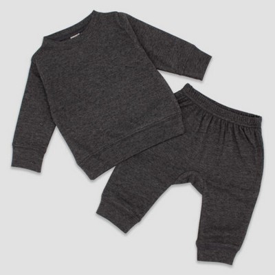 Baby Sweatsuits Black Heather 65% Polyester/35% Cotton- Laughing Giraffe®