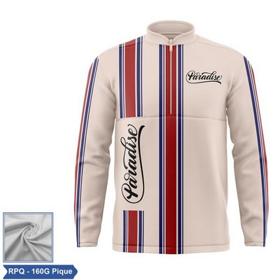 Unisex & Kids' Sublimation Quarter Zip Pullover - Pique