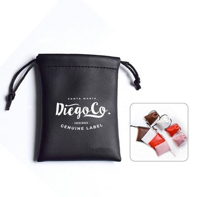 Premium-quality PU Leather Gift Drawstring Bag