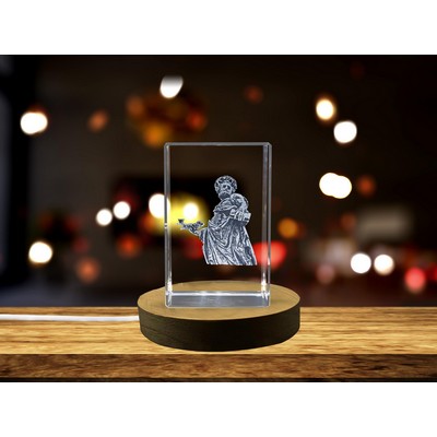 Trajan's Column 3D Engraved Crystal Trophy Award - Historical Recognition Gift w/LED Base