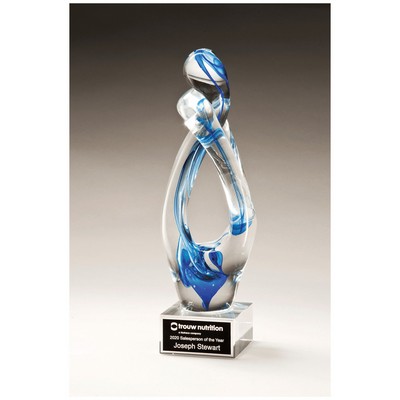 Contemporary Sculpture w/ Accent on Base Art Glass