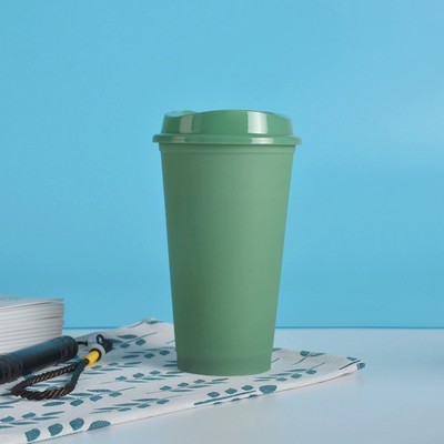 16 Oz. Heat-Sensitive Color-Changing PP Plastic Drink Cup with Lid