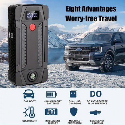 High Power 12V Car Battery Booster Jump Starter with LED Flashlight Compass