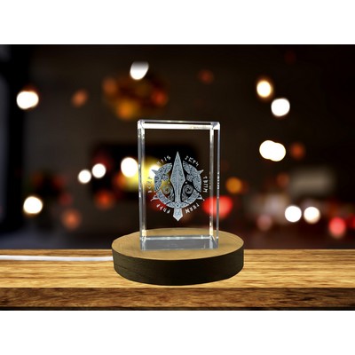 Gungnir 3D Engraved Crystal Trophy Award w/LED Base - Norse Mythology Gift
