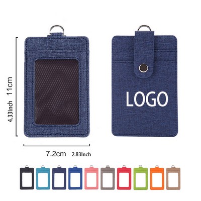 Retractable Lanyards Office School Bank Credit Card Multifunctional PU Leather Work Card Holder