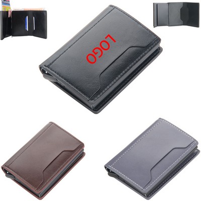 Slim RFID-Blocking PU Leather Card Holder