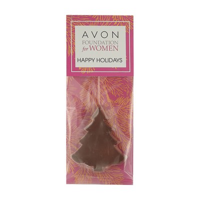 Belgian Chocolate Holiday Icons in Billboard-Style Header Bag with Dark Chocolate Holiday Tree