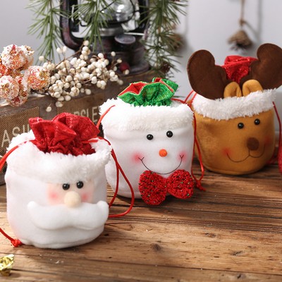 Christmas Burlap Drawstring Santa Candy Bag Gift Bag