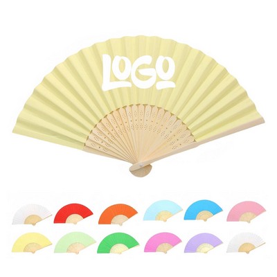 Simple pure color bamboo folding fan