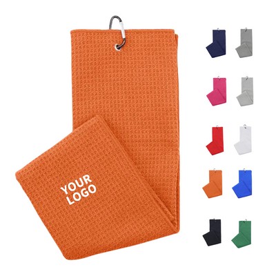 Sixteen Inch By Twenty Four Inch Golf Waffle Towel With Clip
