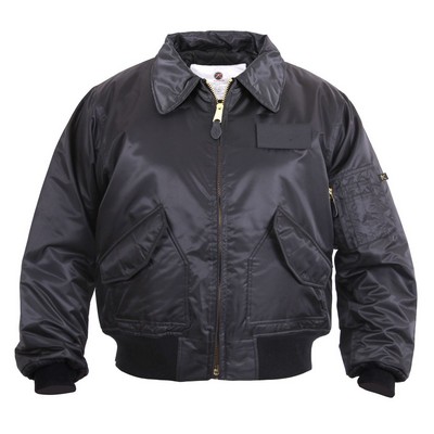 Men's Black B-15A Vintage Military Cotton Flight Jacket w/Quilted Lining