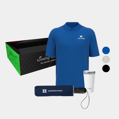 24 oz SWIG® Golf Cup SS Tumbler, Callaway® Golf Polo Shirt & Weatherman® Umbrella Gift Set