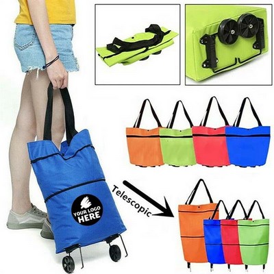 Space-Saving Wheeled Grocery Trolley