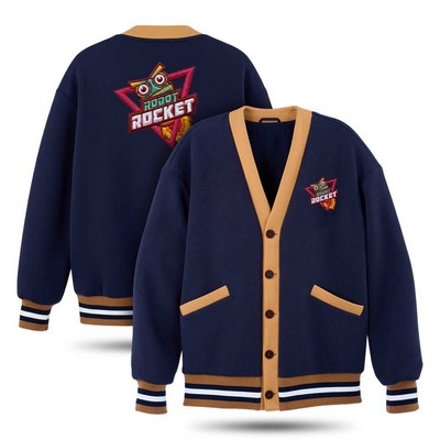 Personalized Cotton Blend Varsity Cardigan Sweater