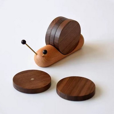 Desktop Creative Snail Wooden Coaster Set